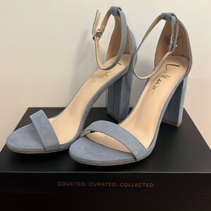 NEVER WORN! Lulus Taylor Blue Suede Ankle Strap Heels